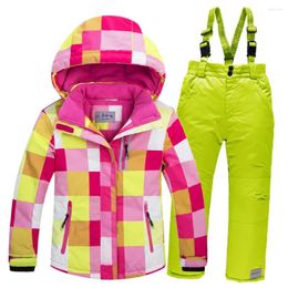 Ensembles de vêtements -30 Russie Hiver Enfants Boy Bargon Ski Affaire des vestes pour fille étanche