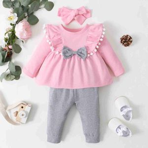 Ensembles de vêtements 3M-24M nouveau-né bébé fille vêtements ensemble enfant en bas âge fille tenues mode grand arc haut + pantalon vente entière enfants filles vêtements tenues