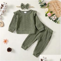 Vêtements Ensembles 3pcs Baby Girls Vêtements Born Tentifit Toddler Plover Sweatshirt Sweet Sweet Ruffle Tops Pantal