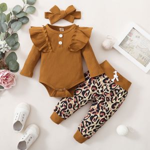 Ensembles de vêtements 3 pièces né fille vêtements ensemble 3 mois bébé fille vêtements enfant en bas âge fille tenues bébé body Bow pantalon infantile enfants vêtements 6M 230317