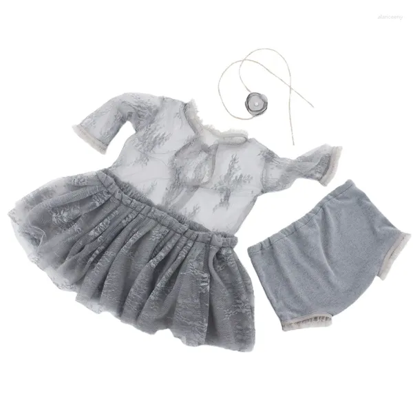 Conjuntos de ropa 3 piezas Born Pography Props Baby Girl Vestido de encaje Infantil Niño Po