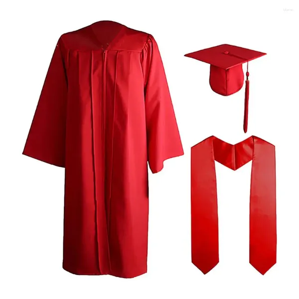 Ensembles de vêtements 3pcs Set Robes de remise des diplômes Uniforme à Collège avec Tassel Stole 2024 European American Style for Bachelor