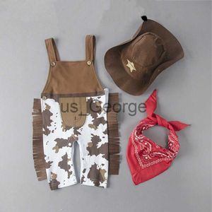 Ensembles de vêtements 3PCS Toddler Bébé Garçon Fille Vêtements Ensembles Carnaval Déguisements Costume De Fête Cowboy Outfit Barboteuse HatScarf Ensembles J230630