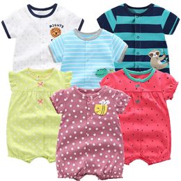 Ensembles de vêtements 3PCSLot né bébé garçon fille vêtements doux coton dessin animé imprimé barboteuse été à manches courtes combinaison infantile Bebe 230601