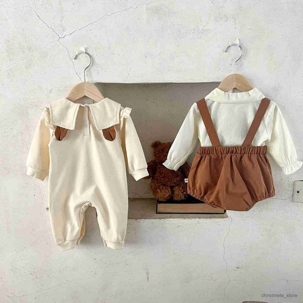 Conjuntos de ropa 3psc recién nacido bebé niñas camisa mameluco mamelucos niños monos onepiece oso dibujos animados moda ropa de bebé R231215