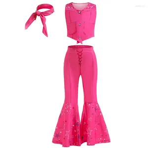 Kleding Sets 4-12 Jaar Cosplay Meisjes Mouwloze Mode Top Strakke Broek Uitlaat 3 Stuks Pakken Party Prestaties kostuum