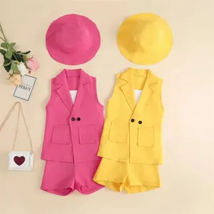 Ensembles de vêtements 4 pièces bébé fille vêtements manteau et short à taille élastique chapeau mignon pour les filles printemps 2023 vêtements de détente