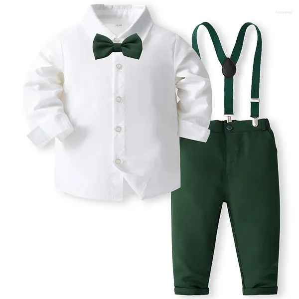 Ensembles de vêtements 4 actions printemps automne garçons coréens tenue mode gentleman blanc baby tops pantalons cravates