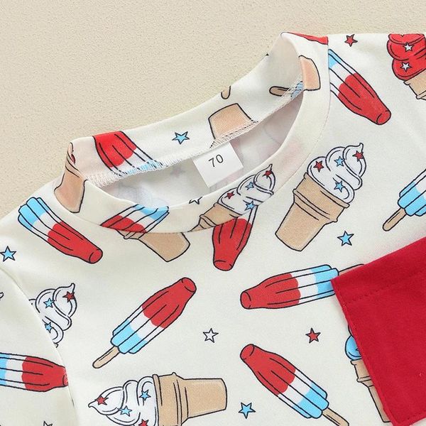 Ensembles de vêtements 4 juillet Baby Boy Tenfit Popsicle Imprimé à manches courtes T-shirt Star Elastique Shorts de vêtements mignons