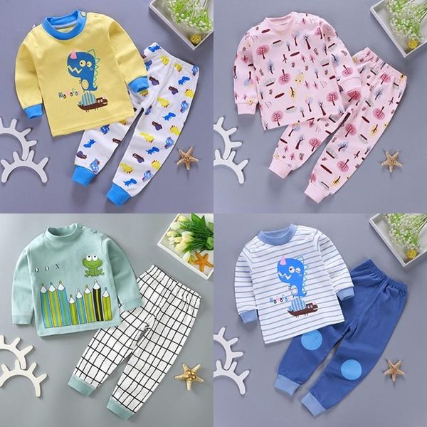 Conjuntos de ropa de 6-24M, pijama de dibujos animados para niños, conjunto de manga larga de algodón para bebés nacidos, pijamas para niños pequeños, ropa de dormir para niñas y niños, 2 piezas de ropa