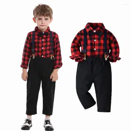 Kleding Sets 6M Tot 9 Jaar Baby Kids Kerst Outfit Jongen Gentleman Formeel Pak Peuter Bretels Set Baby feestjurk Shirt