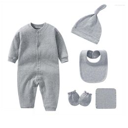 Ensembles de vêtements 6pcs bébé garçon combinaisons mode coton solide né infantile garçons barboteuse tenues vêtements