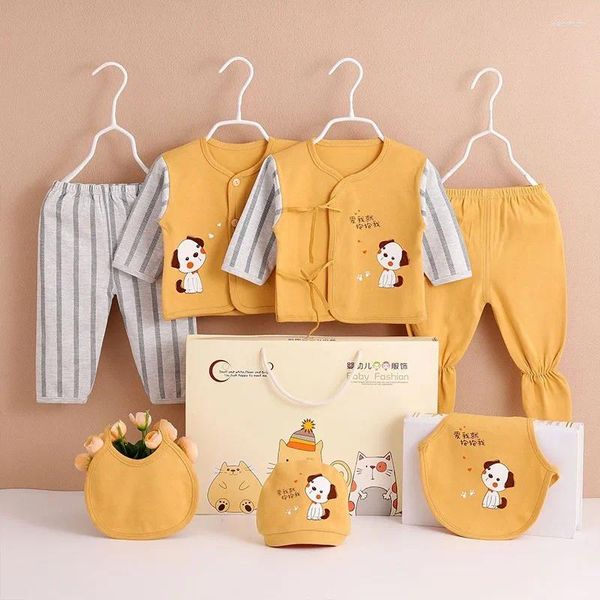 Conjuntos de ropa 7 piezas ropa nacida regalos para bebés set de algodón puro 0-12 meses traje para niños para niñas para niñas unisex sin cajas