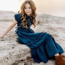Kledingsets 9-13 jaar oud meisje linnen katoenen tweedelige set Boheemse jurk voor ouder-kind slijtage po shoot pography