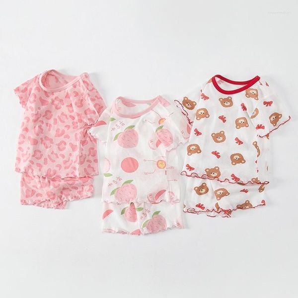 Ensembles de vêtements 9m-4t Vêtements pour bébés T-shirt Short Ensemble Vêtements pour enfants Accueil 2 pièces Enfant en bas âge Filles Pyjamas de loisirs Costume à manches courtes