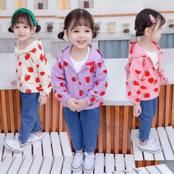 Ensembles de vêtements une génération de gros enfants bébé doux fraise fermeture éclair manteau à capuche style coréen filles à manches longues Cardigan costume