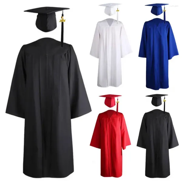 Conjuntos de ropa Bata Academic Colorfast 2024 Hombres Mujeres Estudiantes Disfraz de graduación Tassel Suministro de colores de color sólido
