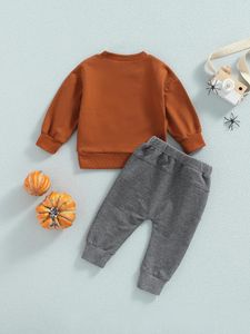 Ensembles de vêtements Adorable ensemble d'automne et d'hiver 2 pièces pour bébés garçons, sweat-shirt à manches longues et pantalon assorti - Parfait Halloween