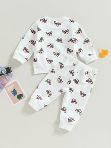 Kledingsets met schattige capuchon en joggingbroek met patroon voor stijlvolle babyjongens, meisjes - gezellige 2-delige outfit herfst
