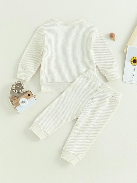 Conjuntos de ropa adorables niños para niños para niños de otoño sudaderas de manga larga y pantalones con patrón geométrico para bebés 0-3t - Perfecto