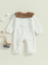 Kledingsets Schattig peutermeisjes Winter rompertje met beerprint en fleece jumpsuit met capuchon en ritssluiting - Verdikte wol S