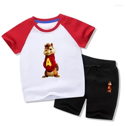 Ensembles de vêtements Alvin et les Chipmunks Imprimer T-shirt à manches courtes Ensemble de shorts pour enfants Tops T-shirt confortable T-shirt Garçon Fille Vêtements décontractés