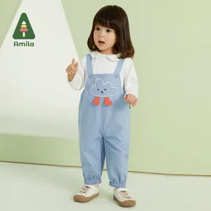 Ensembles de vêtements Amila bébé 2024 printemps manches longues T-shirt pull pantalon costume pour filles décontracté mignon dessin animé enfants vêtements