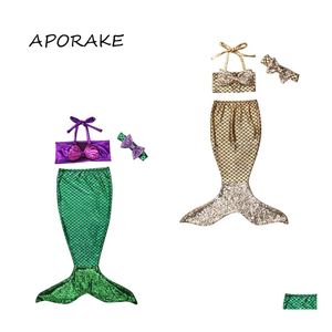 Aporake 6M7Y Born Toddler Baby Girls Traje de baño Sirena Traje de baño Traje de baño Ropa de playa Traje de verano Ropa Traje Dr Dhhzu