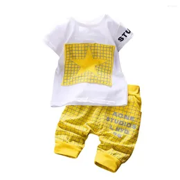 Ensembles de vêtements Arloneet Boys Turnits Set 2pcs Infant Kid Girl Letter Star Print Plaid Tops Pantal