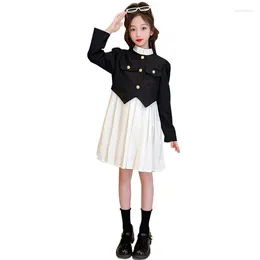 Ensembles de vêtements Arrivées Teenage Girls Robe Set Children Teen Children Tenues à manches longues Button Gold Gold Top et 2PCS Vêtements pour enfants