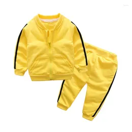 Ensembles de vêtements d'automne et d'hiver pour enfants multiples de sports multiples à couleurs zip-up taste pantalon décontracté