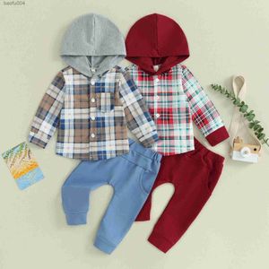 Kledingsets Herfst Baby Jongens Kleding Mode Nieuwe Baby Outfits Plaid Knopen Shirts Met Lange Mouwen Broek 2 Stuks Kinderkleding set