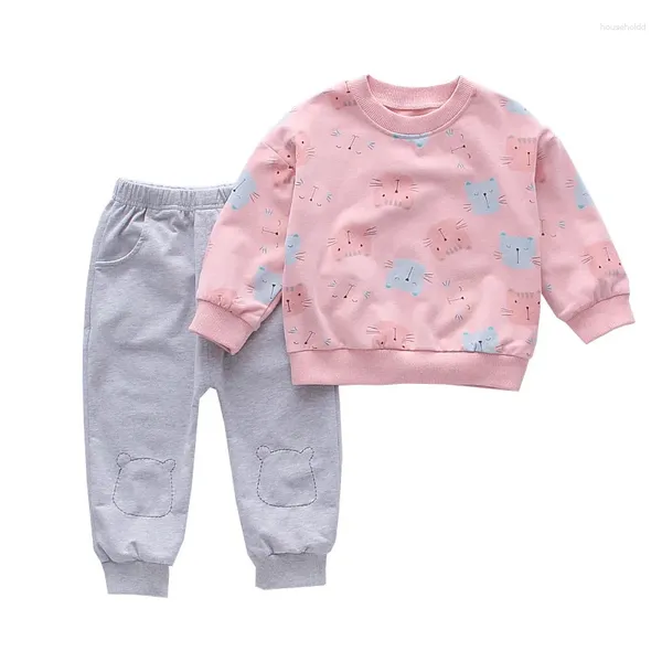 Ensembles de vêtements automne bébé fille vêtements costumes enfants pantalon t-shirt de dessin animé 2pcs / sets