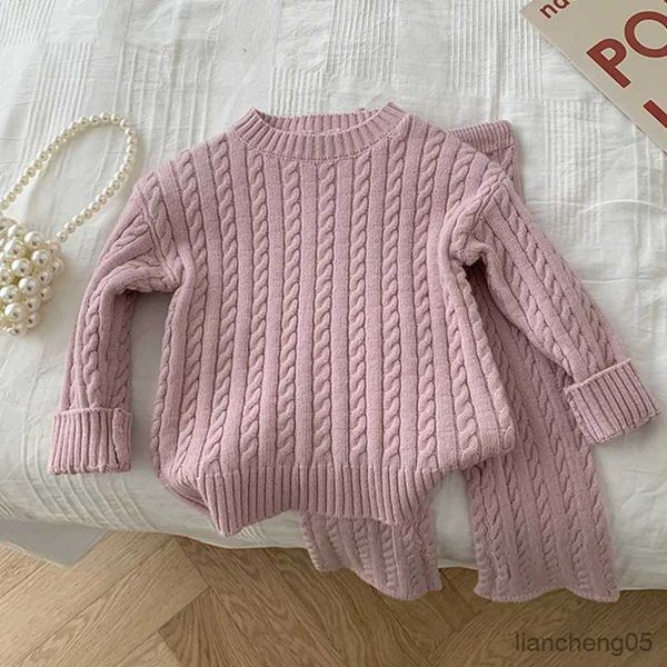 Conjuntos de ropa Otoño Bebé Pijamas Kint Conjuntos Ropa de bebé Conjuntos Algodón Recién nacido Niño Niña Ropa infantil Tops y pantalones Conjunto de suéter de punto R231107