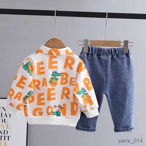 Kledingsets Herfst Kinderen Jongen 2 STUKS Kledingset Brief Afdrukken Kraagvorm Shirt Jeans Baby Boy Outfit Kid Boy Suits