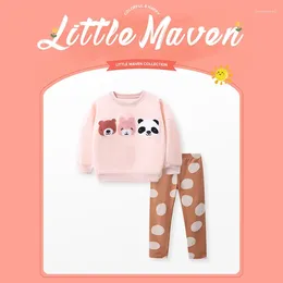 Ensembles de vêtements d'automne Spring Children Set Girls Cotton Carton Cartoon Imprimé à manches longues Pantalons pour enfants