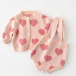 Ensembles de vêtements automne printemps infantile bébé filles ensemble à manches longues tricoté Cardigan pull combinaison enfant en bas âge vêtements costume