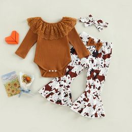 Vêtements Ensembles d'automne printemps pour bébé bébé fille de vêtements pour bébé à manches longues en dentelle à saute