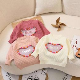 Ensembles de vêtements Automne Pull Tenues Bébé Filles Vêtements Ensemble Personnalisé Nom Broderie Coeur Laineux Body À Manches Longues Babi Garçons Beaucoup