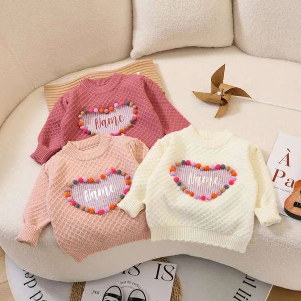 Ensembles de vêtements Automne Pull Tenues Bébé Filles Vêtements Ensemble Personnalisé Nom Broderie Coeur Laineux Body À Manches Longues Babi Garçons De Nombreuses Couleurs 231128