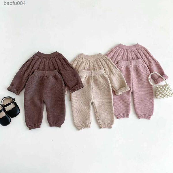 Conjuntos de ropa Otoño Invierno conjunto de ropa para niña 2 uds suéter de punto + Pantalones para niñas recién nacidas ropa de bebé regalo R231113