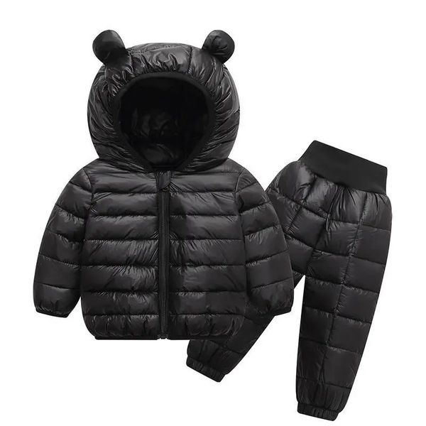 Conjuntos de ropa Otoño Invierno Ropa para niños Conjunto Bebé Niños Niñas Algodón Con Capucha Chaqueta Pantalones 2 Unids Para Niños Traje De Nieve Traje Cálido 0-5T 231219