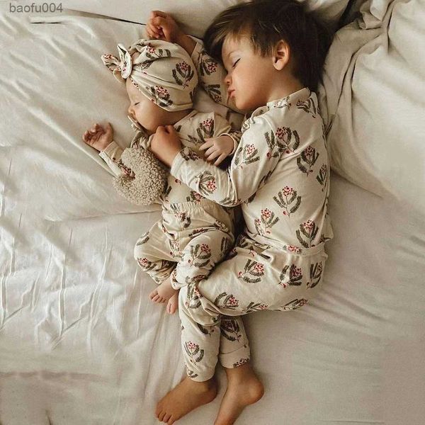 Conjuntos de ropa Otoño Invierno Niños Pijamas Conjunto Niños Bebé Niña Niños Ropa interior Ropa de manga larga Niños Ropa de dormir Pijamas Navidad R231113