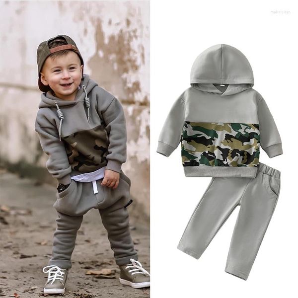 Ensembles de vêtements automne hiver mode enfants ensemble de vêtements garçons manches longues Camouflage haut pantalon 2 pièces coton tenue enfants costumes pour tout-petits