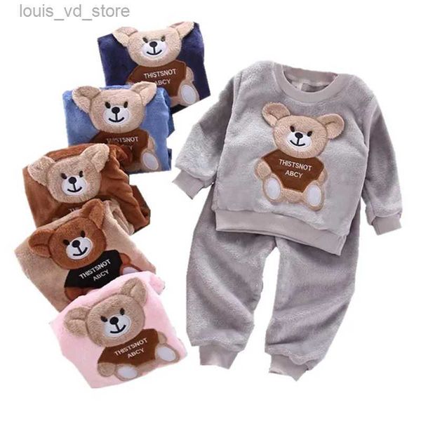 Vêtements Ensembles Automne Hiver Flanelle Pyjamas Nouveau-Né Vêtements Bébé Garçon Vêtements Ensemble Pour Filles Vêtements Enfant En Peluche Costume Casual Enfants Homewear T231204