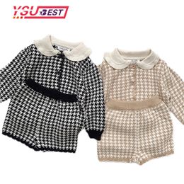 Conjuntos de ropa Otoño Invierno niña tejido suéter conjunto 2 uds bebé traje cálido niño nacido ropa 04 años 221203