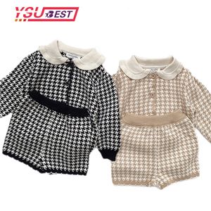 Conjuntos de ropa Otoño Invierno niña suéter tejido conjunto 2 piezas bebé suéter traje cálido bebé niño ropa nacida ropa de bebé 04 años 230223