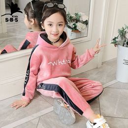 Ensembles de vêtements Automne Hiver Filles et garçons Vêtements 2 pièces Casual Survêtement en velours doré pour costumes de sport Enfants Ensemble pour enfants 230918