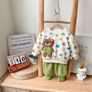 Kledingsets Herfst Winter Baby Peuter Casual Beer Dikker Set - Kinderen Baby Jongens Sweatshirt met lange mouwen Joggerbroek 2-delige outfit 0-3Y