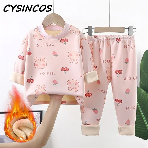 Conjuntos de ropa Otoño Invierno Niños Pijamas gruesos y cálidos Bebés Niños Niñas Dibujos animados Manga larga Pijamas con cuello redondo Ropa de dormir para niños pequeños Conjuntos de ropa 231010